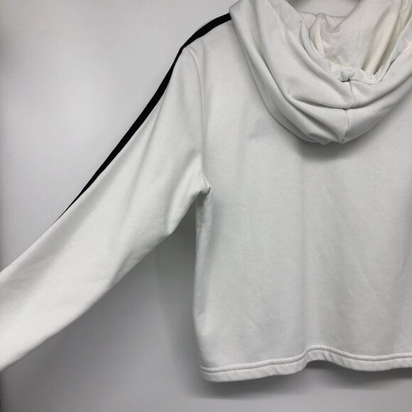 adidas White Essentials 3-stripes French Terry Crop Hoodie size S - Picture 12 of 16